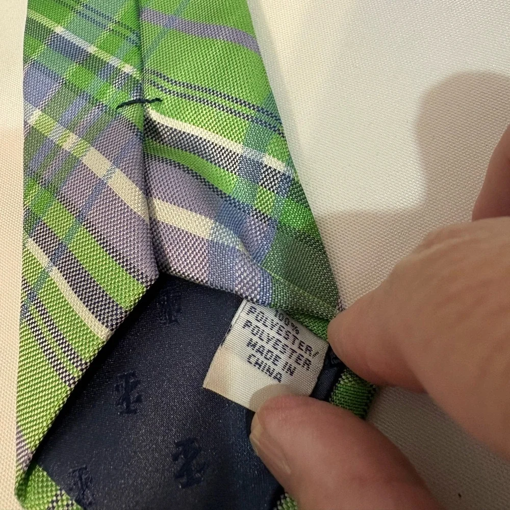 IZod Boys pre-tied neckties green blue plaid and Kids World blue white striped‎
